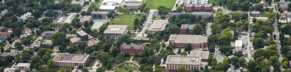 Aerial view of Nebraska Wesleyan University campus and surrounding neighborhood.